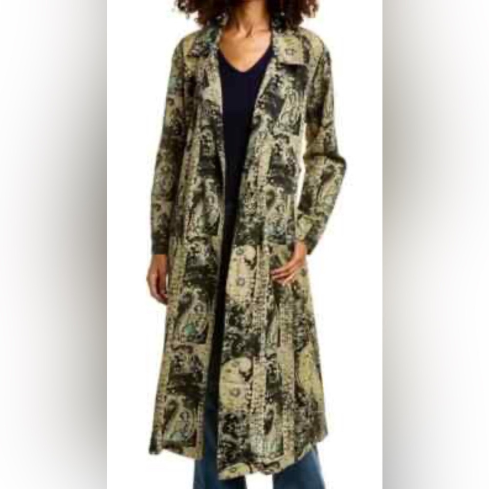 Free People Rae Printed Linen Blend Duster Trench